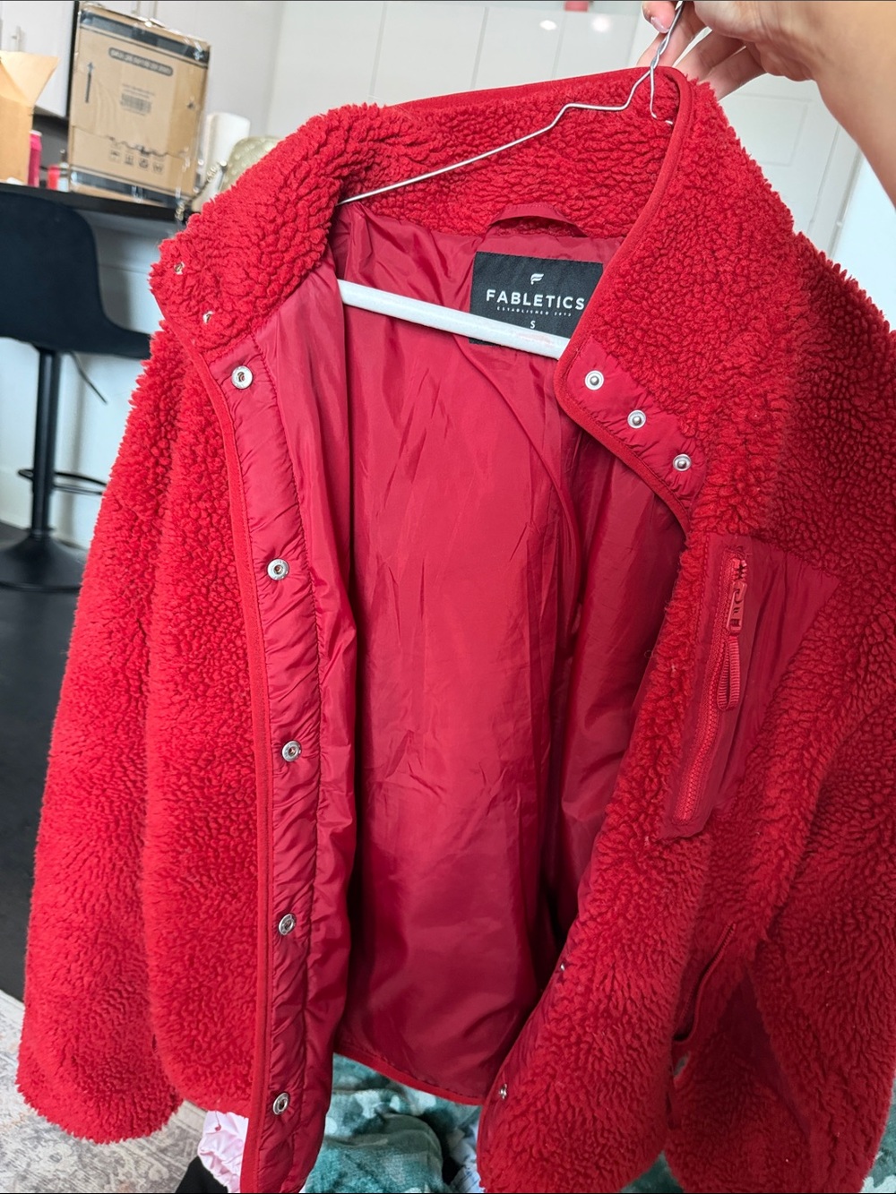 Fabletics Red Teddy Sherpa Jacket